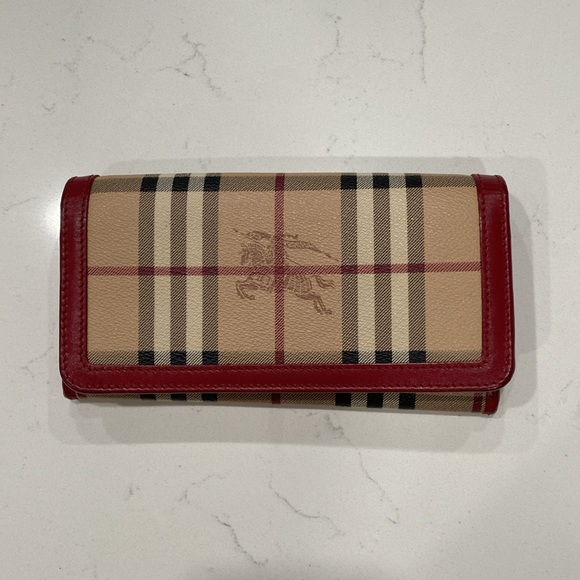 Burberry check red leather continental wallet - Picture 3 of 14